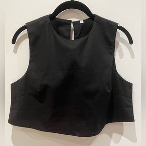 Black Linen Crop Top